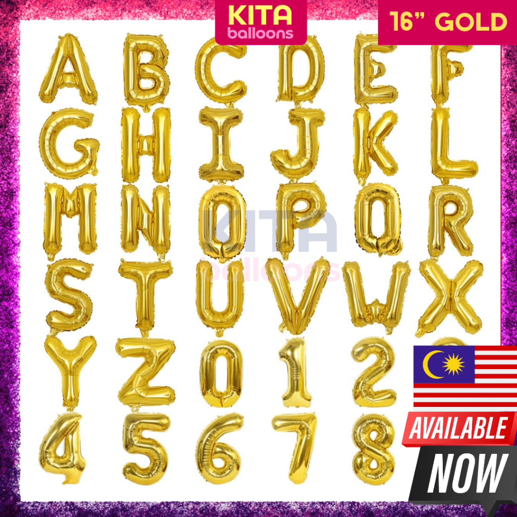 【16 inch】GOLD ABC & Numbers