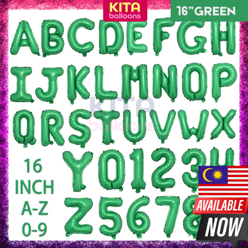 【16 inch】GREEN ABC & Numbers