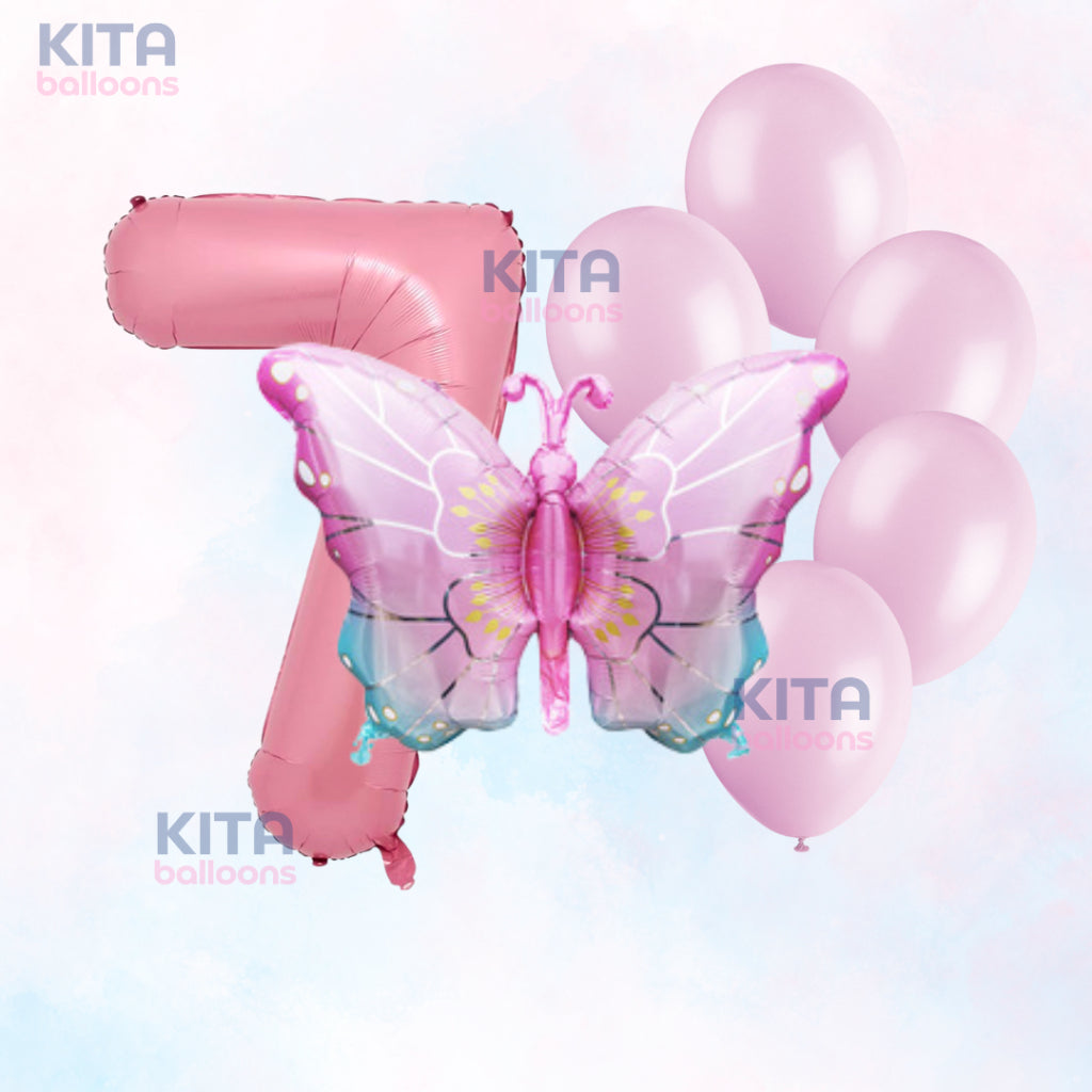 【Set】Buttefly Pink + Number