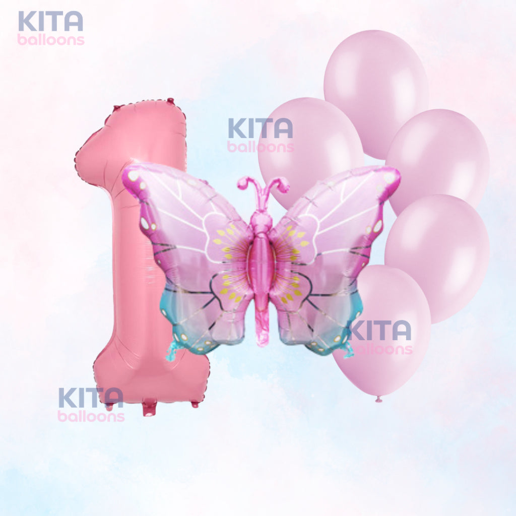 【Set】Buttefly Pink + Number