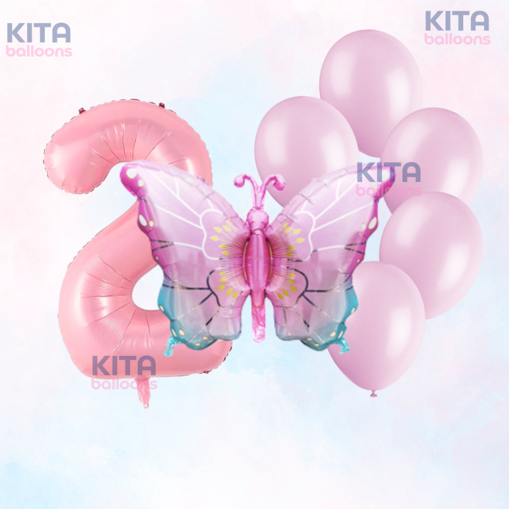 【Set】Buttefly Pink + Number