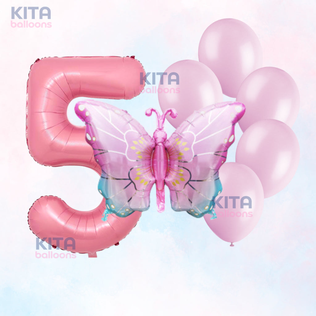 【Set】Buttefly Pink + Number