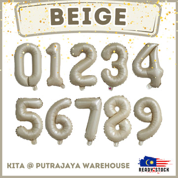 【16 inch】BEIGE Numbers