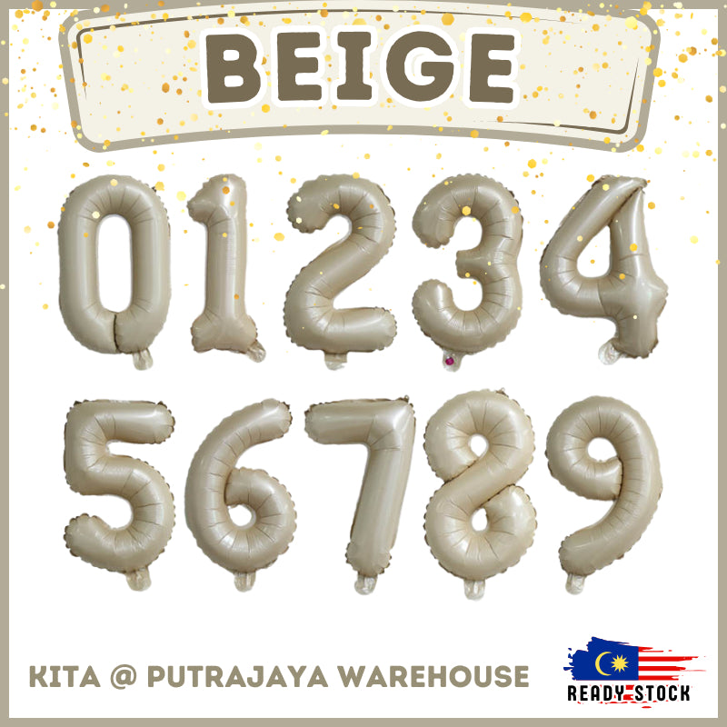 【16 inch】BEIGE Numbers