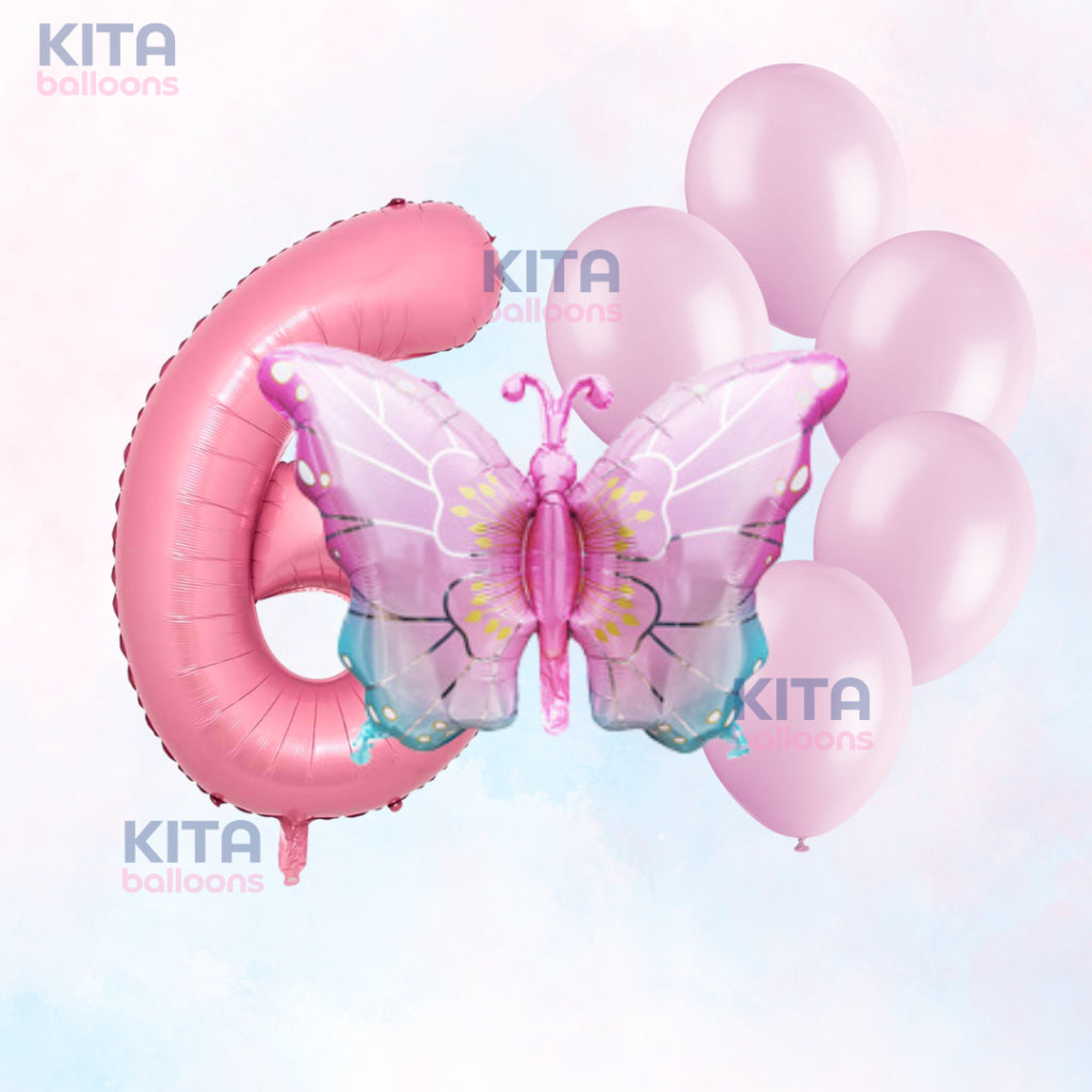 【Set】Buttefly Pink + Number