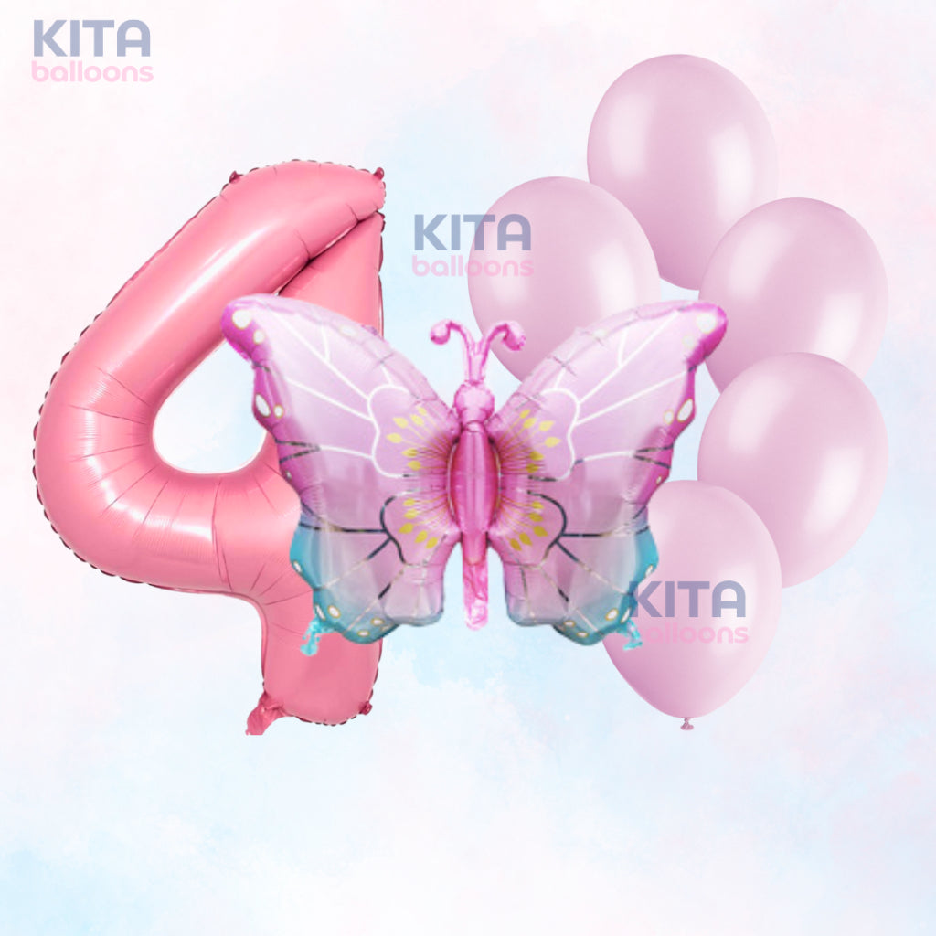 【Set】Buttefly Pink + Number