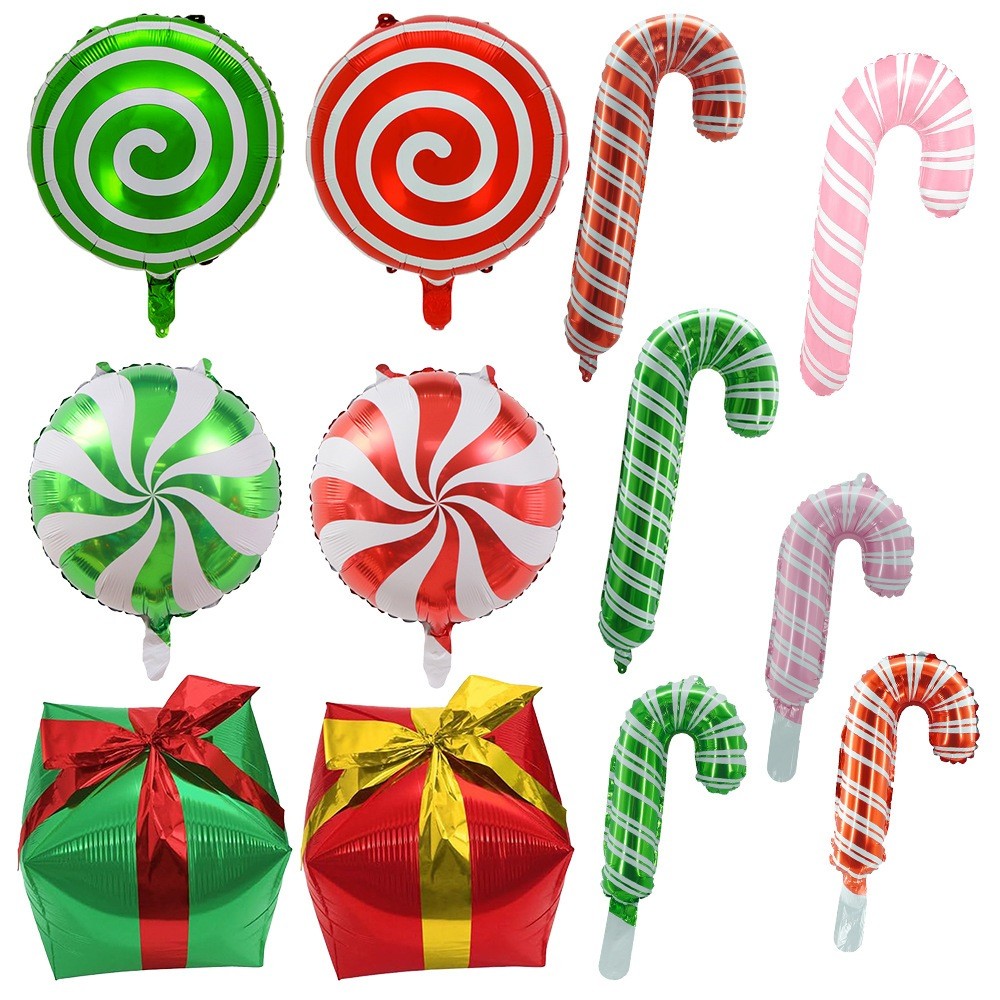 Christmas Theme Foil Balloons Decoration Green Red New Year