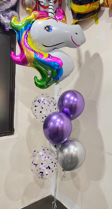 【Helium】Magical Unicorn Purple Chrome Balloon Bouquet