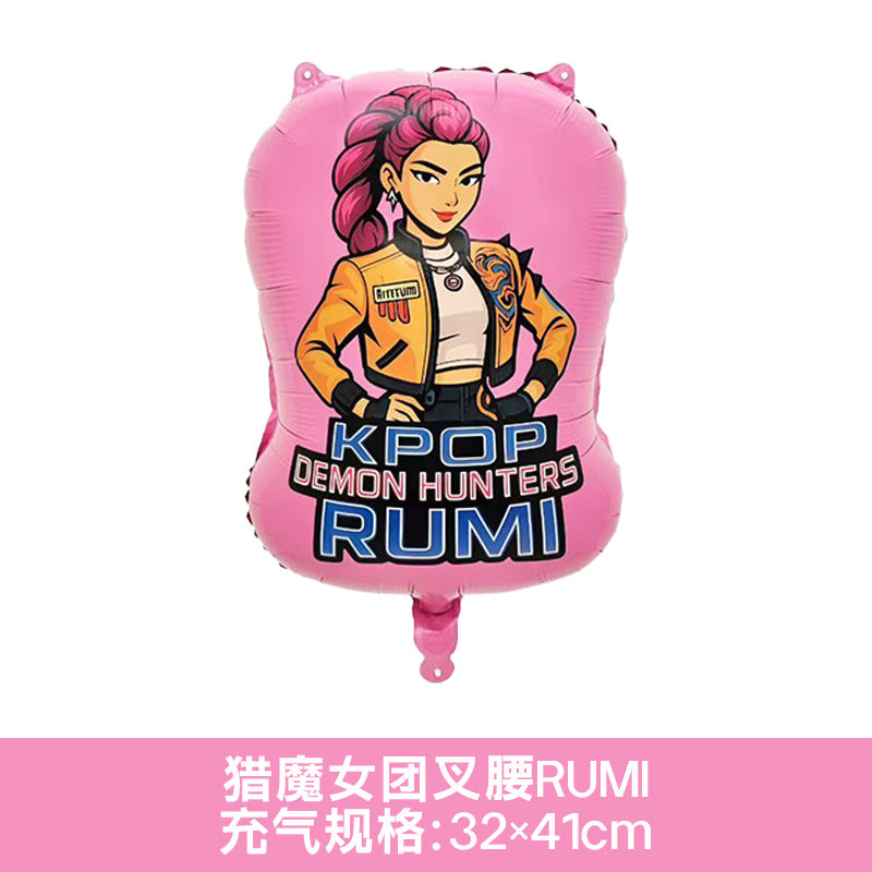 Huntrix Kpop Rumi Zoey Mira Theme Foil Balloons