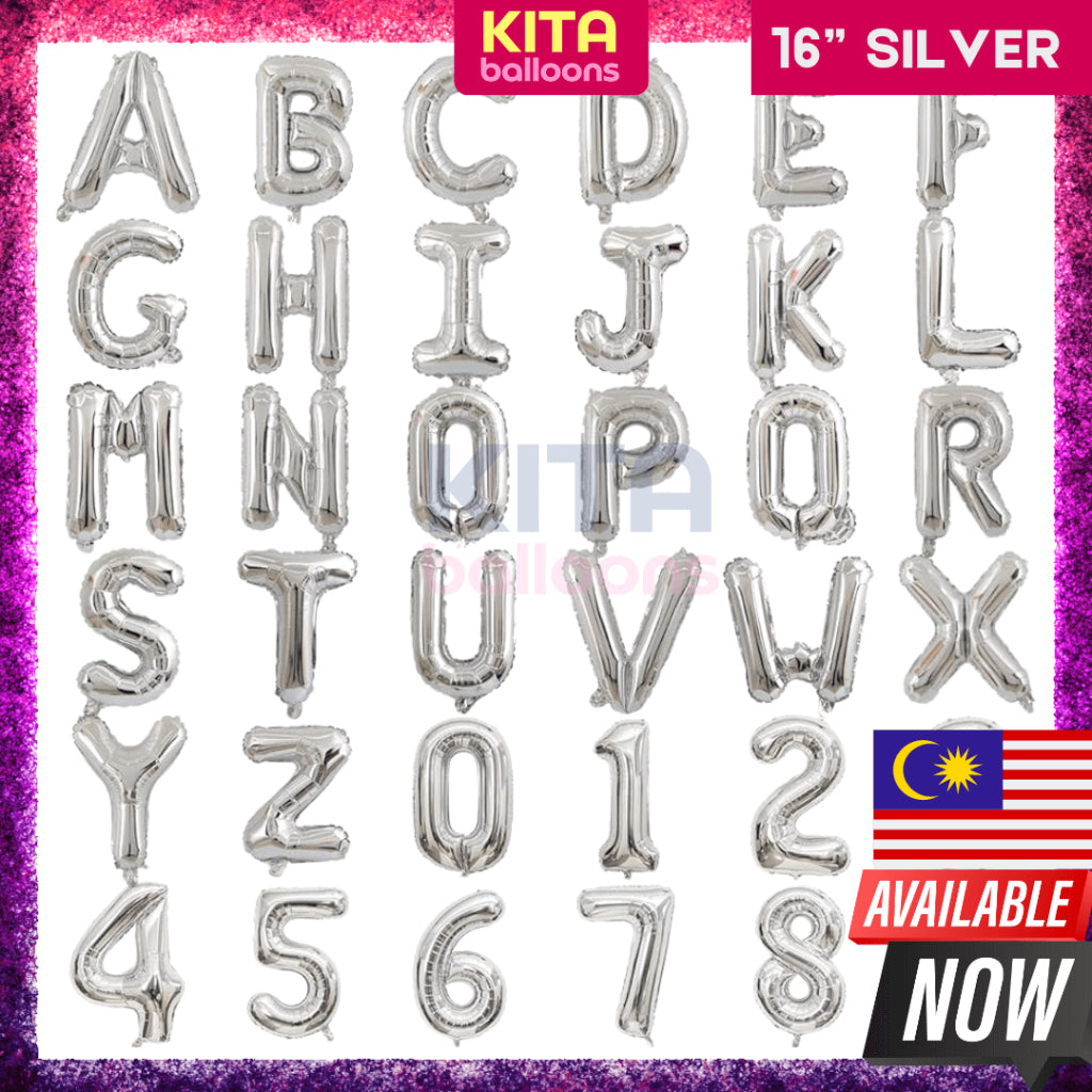 【16 inch】SILVER ABC & Numbers