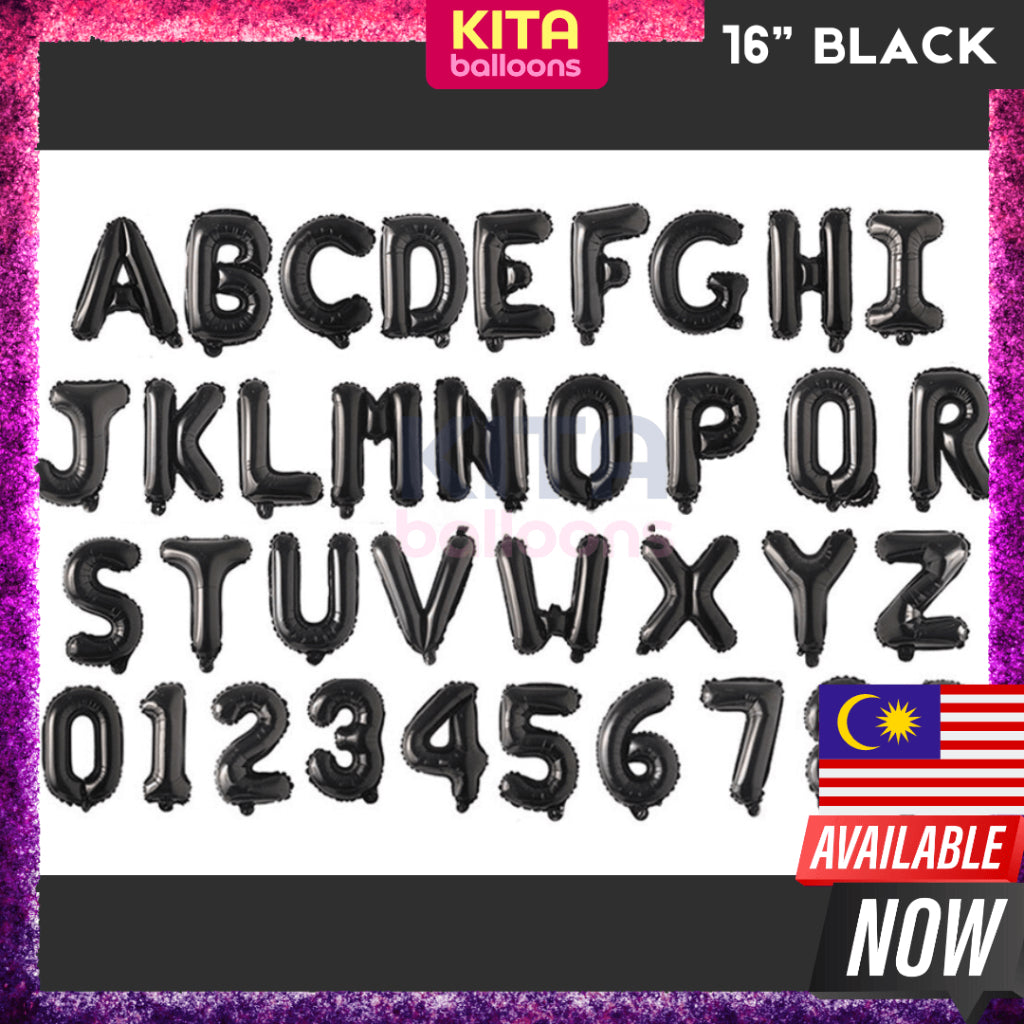【16 inch】BLACK ABC & Numbers