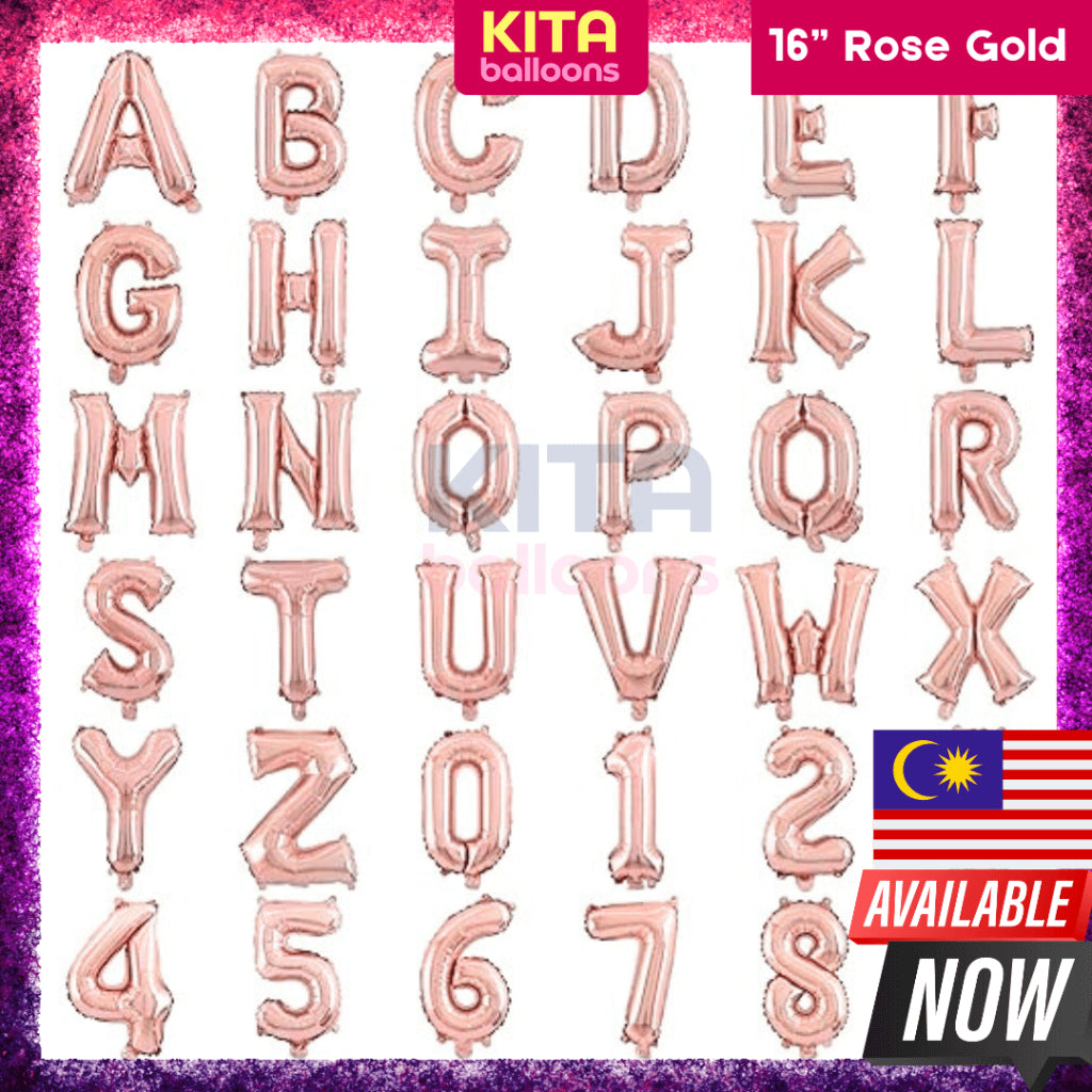 【16 inch】ROSE GOLD ABC & Numbers