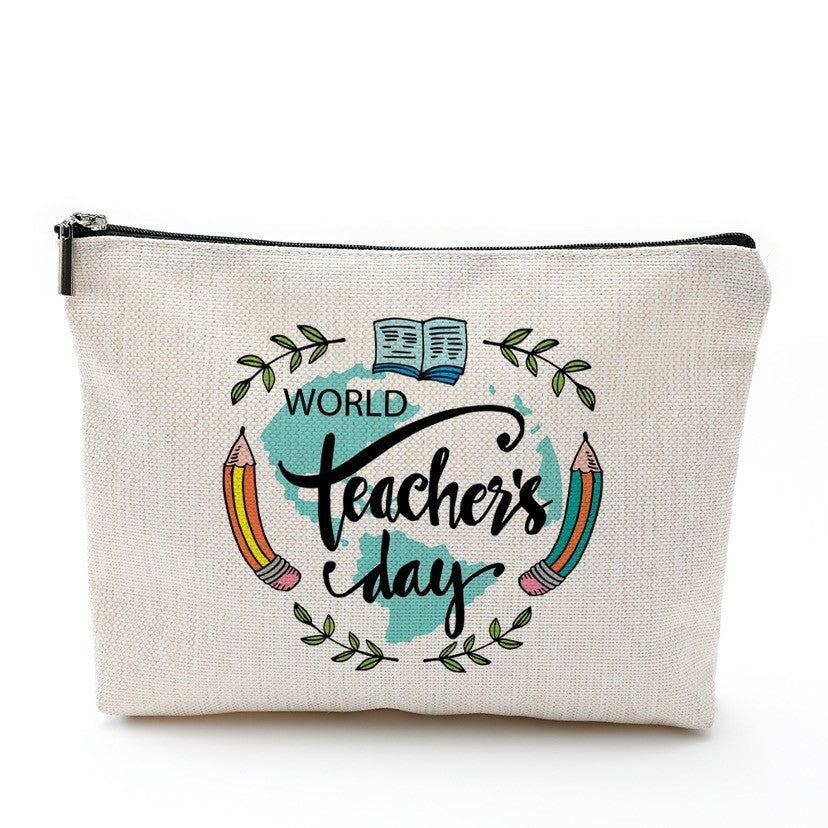 Accessories Canvas Pencil Case Storage Gift Bag For Hadiah Teachers Day Hari Guru