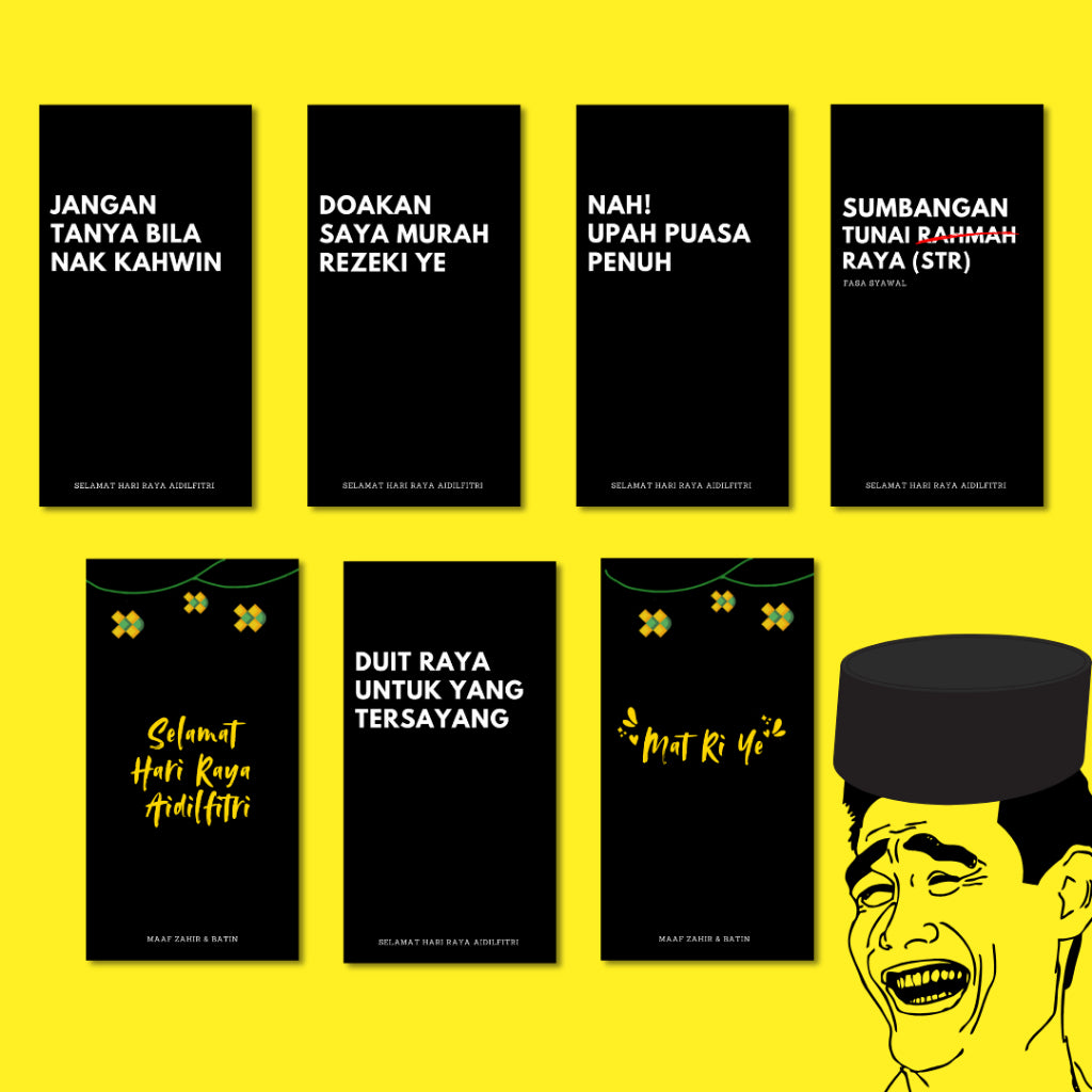 Sampul Raya 5 pcs Sampul Duit Premium Exclusive 2025 Tebal Murah Kartun Lawak Unik Comel