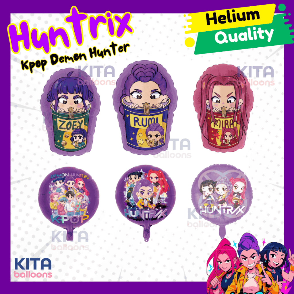 Huntrix Kpop Rumi Zoey Mira Theme Foil Balloons