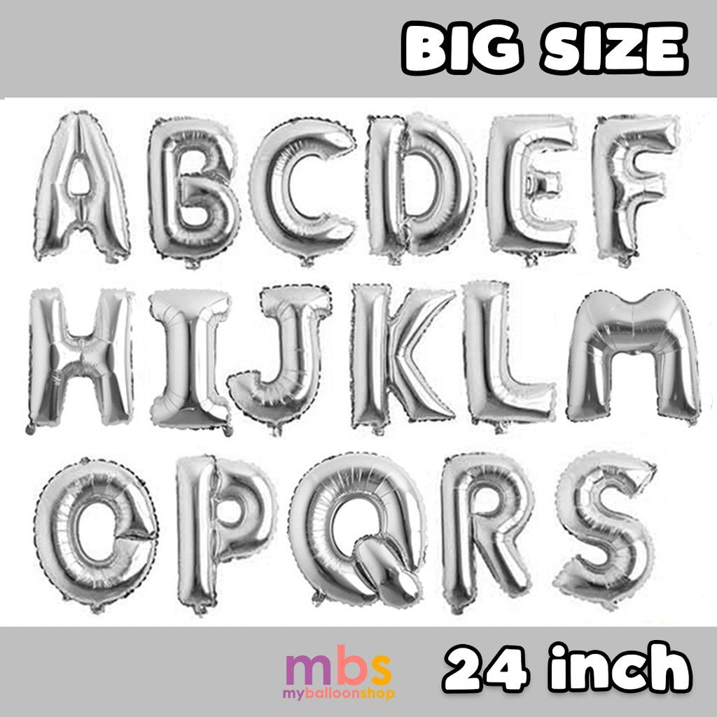 [ 32 inch ] - Silver ABC Balloons