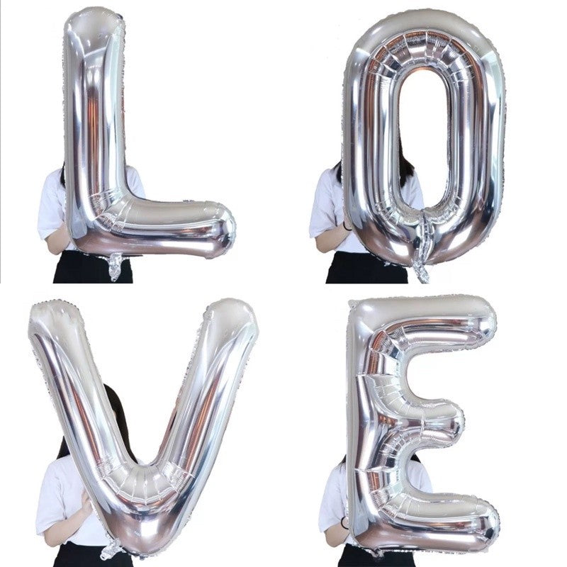 [ 32 inch ] - Silver ABC Balloons
